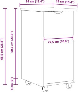 vidaXL vidaXL Rolkowa szafka Biały 34 x 39 x 65,5 cm Lite drewno sosnowe 10