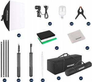 Zestaw studyjny Neewer NEEWER NK100 Zestaw oświetlenia ciągłego z tłem 5700K 800W softbox ścierka 4