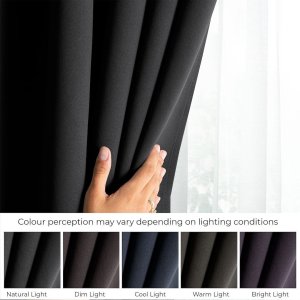 Monroe Zasłona blackout 90% na taśmie z szarfą 140x175 cm czarna Restilo 4