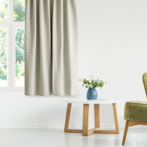 Monroe Zasłona blackout 90% na taśmie z szarfą 200x175 cm kremowa Restilo 5