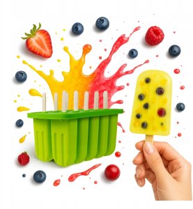 Bimberek Foremka Silikonowa Do Lodów 10szt + Patyczki 50szt. Domowe Lody Sorbety 2