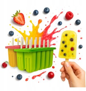 Bimberek Foremka Silikonowa Do Lodów 10szt + Patyczki 50szt. Domowe Lody Sorbety 3