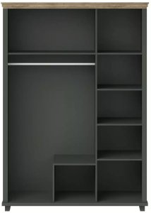 Helvetia Szafa trzydrzwiowa EVORA 3D2S 154cm zielona/dąb lefkas z lustrem HELVETIA 3