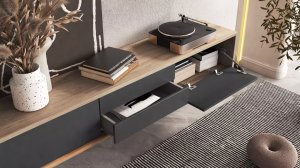 Helvetia Szafka RTV FRIDA 2K2S 180cm dąb olejowany/antracyt HELVETIA 5