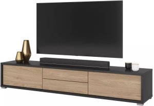 Helvetia Szafka RTV FRIDA 2K2S 180cm antracyt/dąb olejowany HELVETIA 3