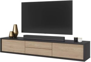 Helvetia Szafka RTV FRIDA 2K2S 180cm antracyt/dąb olejowany HELVETIA 4