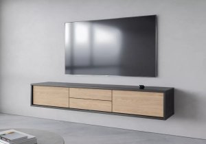 Helvetia Szafka RTV FRIDA 2K2S 180cm antracyt/dąb olejowany HELVETIA 6