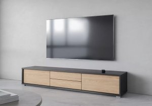 Helvetia Szafka RTV FRIDA 2K2S 180cm antracyt/dąb olejowany HELVETIA 7
