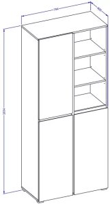 Helvetia Szafa do przedpokoju CROSS 3D 80cm congo/czarna z półkami HELVETIA 4