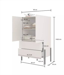 Helvetia Komoda wysoka JUKON 2D2S 90cm kaszmirowa HELVETIA 9