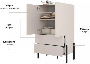 Helvetia Komoda wysoka JUKON 2D2S 90cm kaszmirowa HELVETIA 10