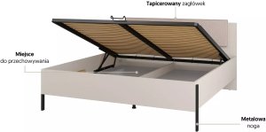 Helvetia Łóżko JUKON 180x200 kaszmirowe z pojemnikiem i tapicerowanym zagłówkiem HELVETIA 6