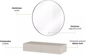 Helvetia Toaletka wisząca JUKON 2S kaszmirowa z lustrem LED 80cm HELVETIA 3