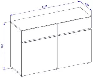 Helvetia Komoda CROSS 2D2S 119cm zielona/czarna HELVETIA 8