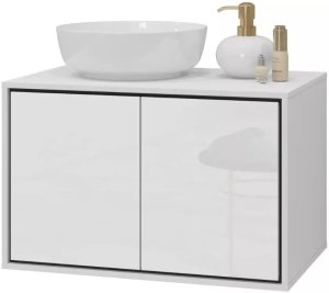 Helvetia Szafka pod umywalkę nablatową GAJA 2D 78cm biały połysk/czarna HELVETIA 3