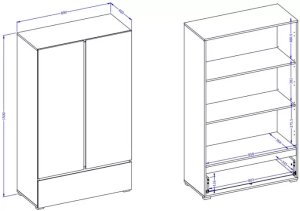 Helvetia Komoda wysoka CROSS 2D1S 89cm dąb wotan/czarna HELVETIA 3