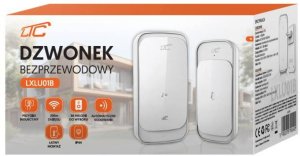 LTC Dzwonek bezprzewodowy biały, dotykowy,433MHZ, zasięg 200m, 38 melodie, 5 poziomów głośności 6