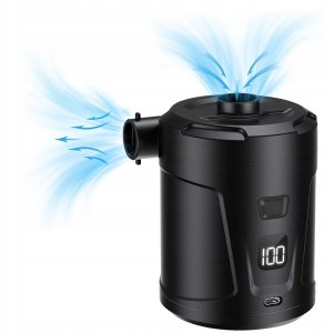 LTC Pompka akumulatorowa z wyświetlaczem LCD, 5A, 3,7V 5200mAh, czarna ladowarka typu C,4 końcówki, pokrowiec w zestawie, 18.5W, 300L /minute. 2