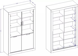 Helvetia Witryna wysoka DADES 4D 120cm dąb samdal/czarny mat HELVETIA 4