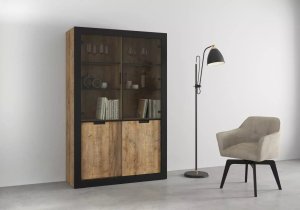 Helvetia Witryna wysoka DADES 4D 120cm dąb samdal/czarny mat HELVETIA 5
