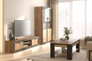 Helvetia Witryna wysoka DADES 4D 120cm dąb samdal/czarny mat HELVETIA 8