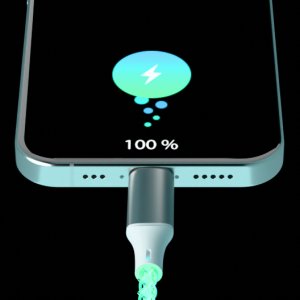 Kabel USB TelForceOne QUALO kabel świecący USB-C-Lightning 1M 3A biało/srebrny QCS-CL-00 6