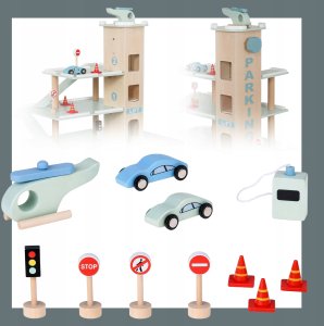 Polesie B70M Drewniany parking Samochodowy auta Garaż Winda 4