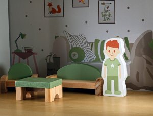 VimToys B70S Drewniany domek lalek taras akcesoria zestaw XXL 3