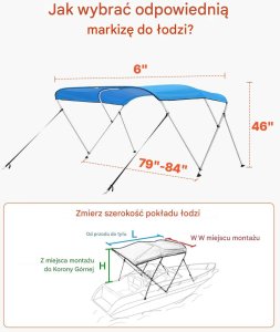 Case4life Bimini top 3 łukowe daszek do łodzi 600D wodoodporny UV - pokrowiec torba 3