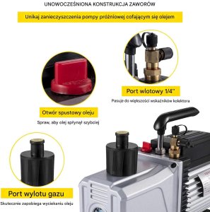 Marina Pompa próżniowa 1-stopniowa 12CFM 340L/min 6,35mm - serwis klimatyzacji 5