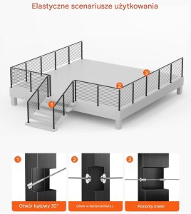 Cavatorta Słupki balustrady linowej 4 szt. stal nierdzewna, otwory montażowe, czarne 7