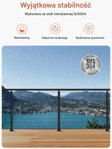 Cavatorta Słupki balustrady liniowej 91 cm stal nierdzewna, otwory montażowe, czarne 5