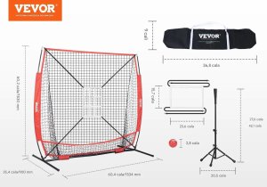 Vevor Siatka do baseballu 1,5x1,5 cm, przenośna, treningowa z ramą i akcesoriami 2
