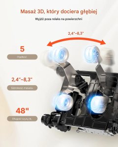 PROFIBED Fotel masujący 3D Zero Gravity SL-track z podgrzewaniem i LCD, relaks 5