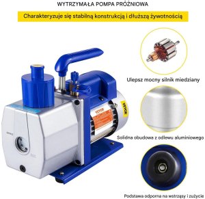 Marina Pompa próżniowa 7CFM, 1/2HP, rotacyjna łopatkowa, jednostopniowa HVAC 3