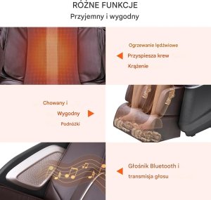PROFIBED Fotel masujący 3D Shiatsu SL-Track z podgrzewaniem i głośnikiem, relaks 6