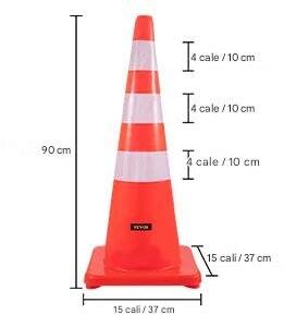 Cavatorta Pachołki drogowe 90 cm PCV 6szt. pomarańczowe odblaskowe z podstawą 2