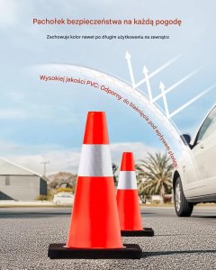 Cavatorta Pachołki drogowe 90 cm PCV 6szt. pomarańczowe odblaskowe z podstawą 6