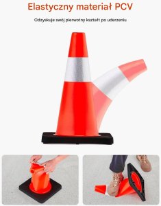 Cavatorta Pachołki drogowe 90 cm PCV 6szt. pomarańczowe odblaskowe z podstawą 7