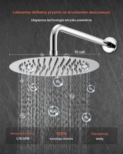 Zestaw prysznicowy YokaHome Zestaw prysznicowy deszczowy 25,4 cm okrągły z baterią ścienny chrom 4