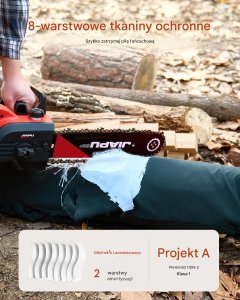 Leber&Hollman Spodnie ochronne do piły 8-warstwowe regulowany pas kieszeń L czarne 4