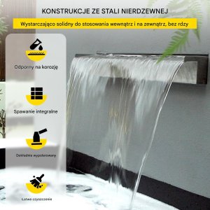 Uniprodo Fontanna wodospad 150 cm stal nierdzewna do basenu ogrodu oczka wodnego 3