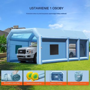 Vevor Nadmuchiwany namiot lakierniczy Kabina lakiernicza samochodowa 10x6,4x4,5m 5