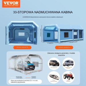 Vevor Nadmuchiwany namiot lakierniczy Kabina lakiernicza samochodowa 10x6,4x4,5m 6