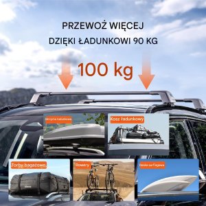 Vevor Bagażnik dachowy na relingi belki poprzeczki dachowe uniwersalny 116122 cm 5