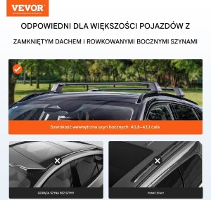 Vevor Bagażnik dachowy na relingi belki poprzeczki dachowe uniwersalny 116122 cm 7