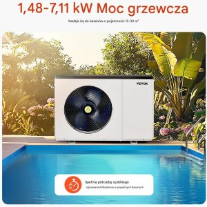 Azo Pompa ciepła basenowa 1,57,1 kW inwerter do basenu 3