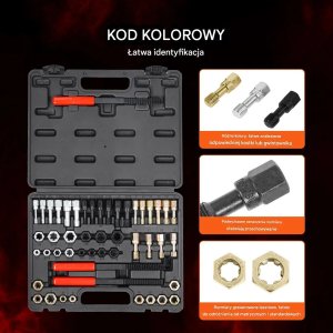 TurboWorks Zestaw do naprawy gwintów 49 elementów UNC UNF metryczne stal hartowana DIY 7