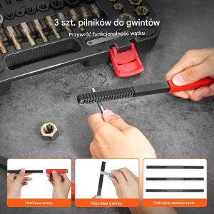 TurboWorks Zestaw do naprawy gwintów 61 elementów UNC UNF metryczne do warsztatu 6