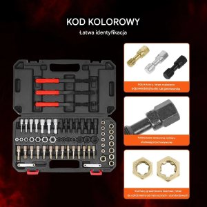 TurboWorks Zestaw do naprawy gwintów 61 elementów UNC UNF metryczne do warsztatu 7
